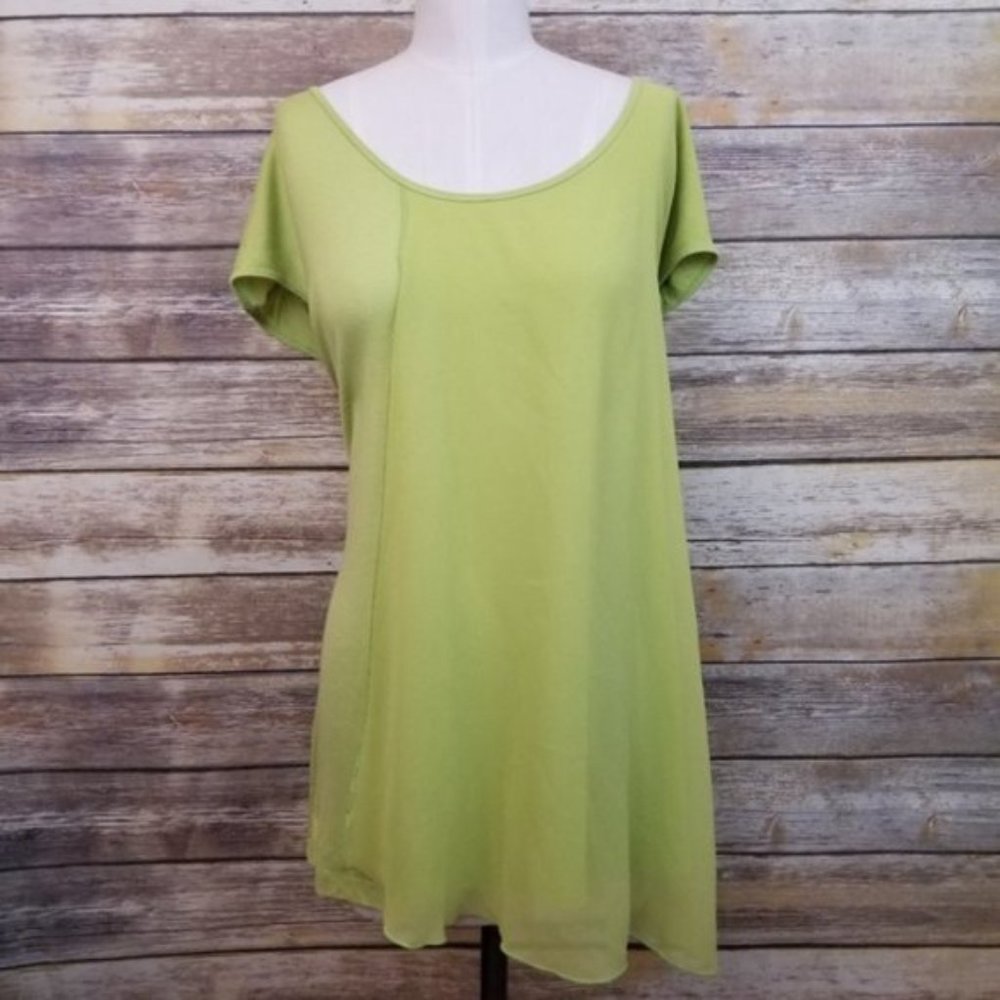 One World Asymmetrical Chartreuse Green Tunic, 3X plus size